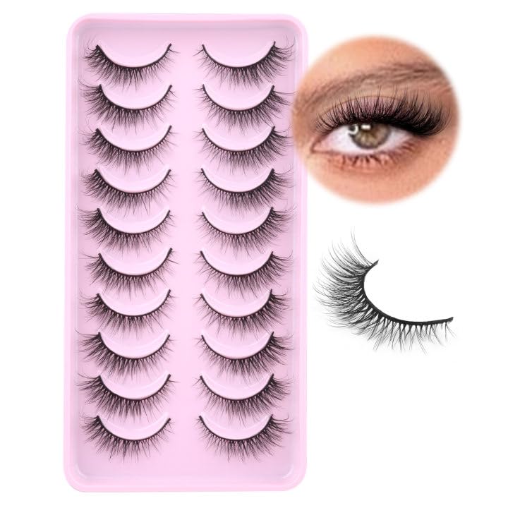 Natural Cat Eye Extension Lashes 10 Pairs  12MM Short