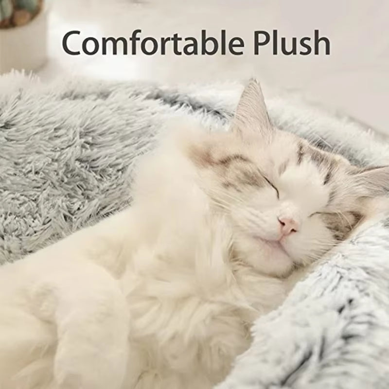 Cesto per gatti rotondo 2 in 1 Invernale Peluche Letto per gatti Cuscino per gatti Cuccia per gatti Caldo Sacco a pelo per animali domestici Nido per gattini Cuccia per cani di piccola taglia Gatti