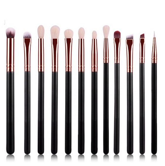 Set di 12 pennelli make-up oro rosa nero