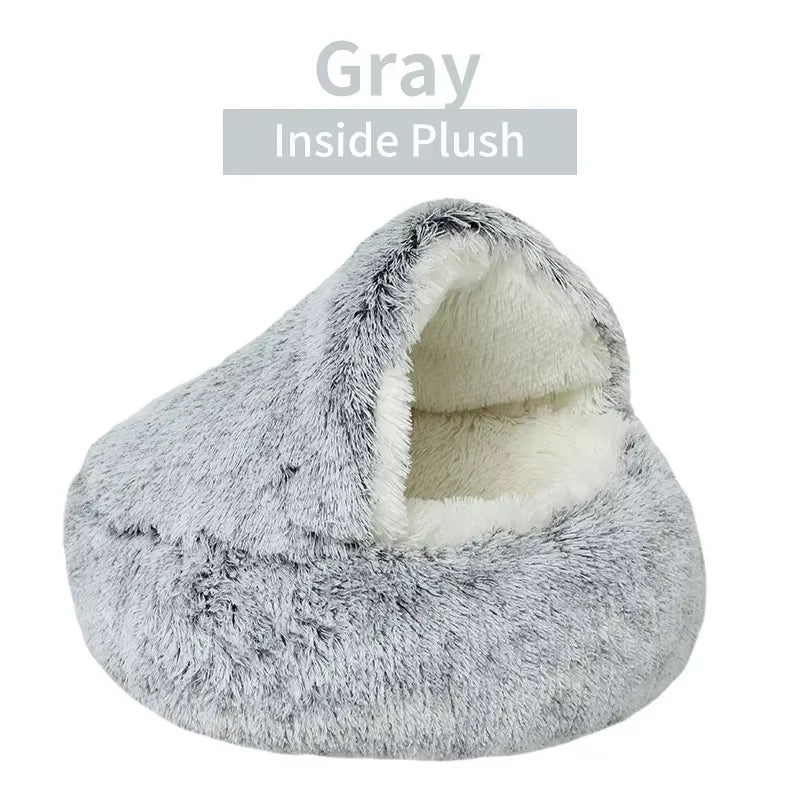 Cesto per gatti rotondo 2 in 1 Invernale Peluche Letto per gatti Cuscino per gatti Cuccia per gatti Caldo Sacco a pelo per animali domestici Nido per gattini Cuccia per cani di piccola taglia Gatti