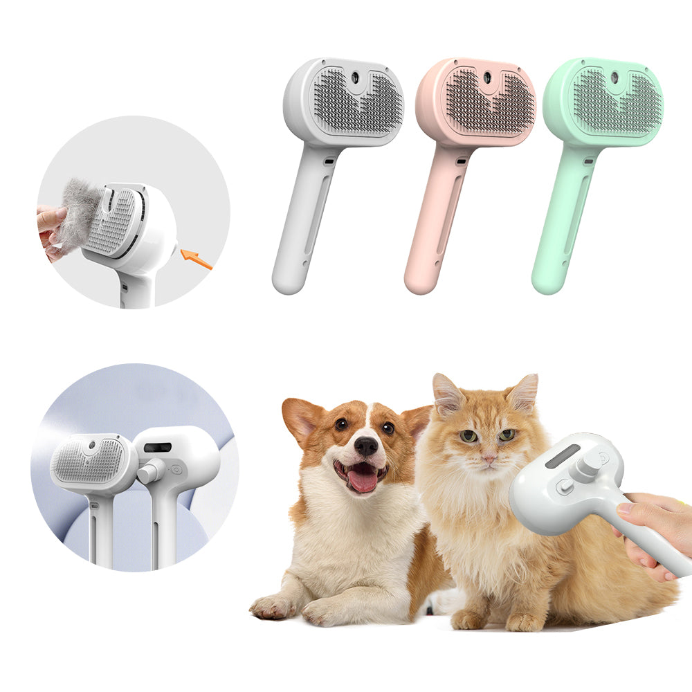 Pettine per Animali Domestici Spazzola Auto-Pulente per la Rimozione del Pelo di Cani Strumenti per la Toelettatura Pettine Districante con Umidificatore a Nebbia Integrato Prodotti per Animali Domestici