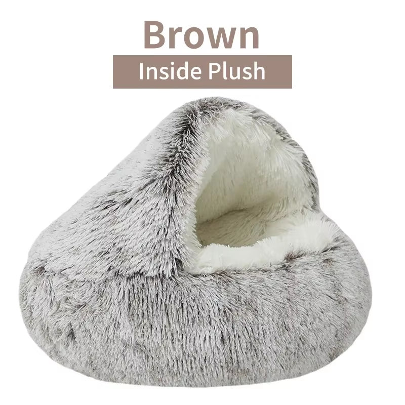 Cesto per gatti rotondo 2 in 1 Invernale Peluche Letto per gatti Cuscino per gatti Cuccia per gatti Caldo Sacco a pelo per animali domestici Nido per gattini Cuccia per cani di piccola taglia Gatti