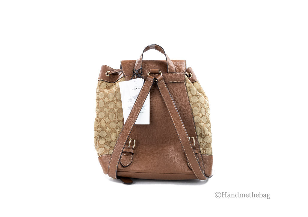 Coach Dempsey Khaki Saddle Signature Jacquard Canvas Patch Backpack