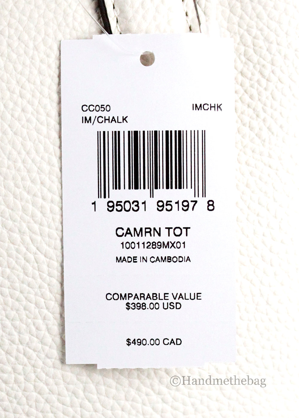 Coach Cameron Large Chalk Leather Shoulder Tote