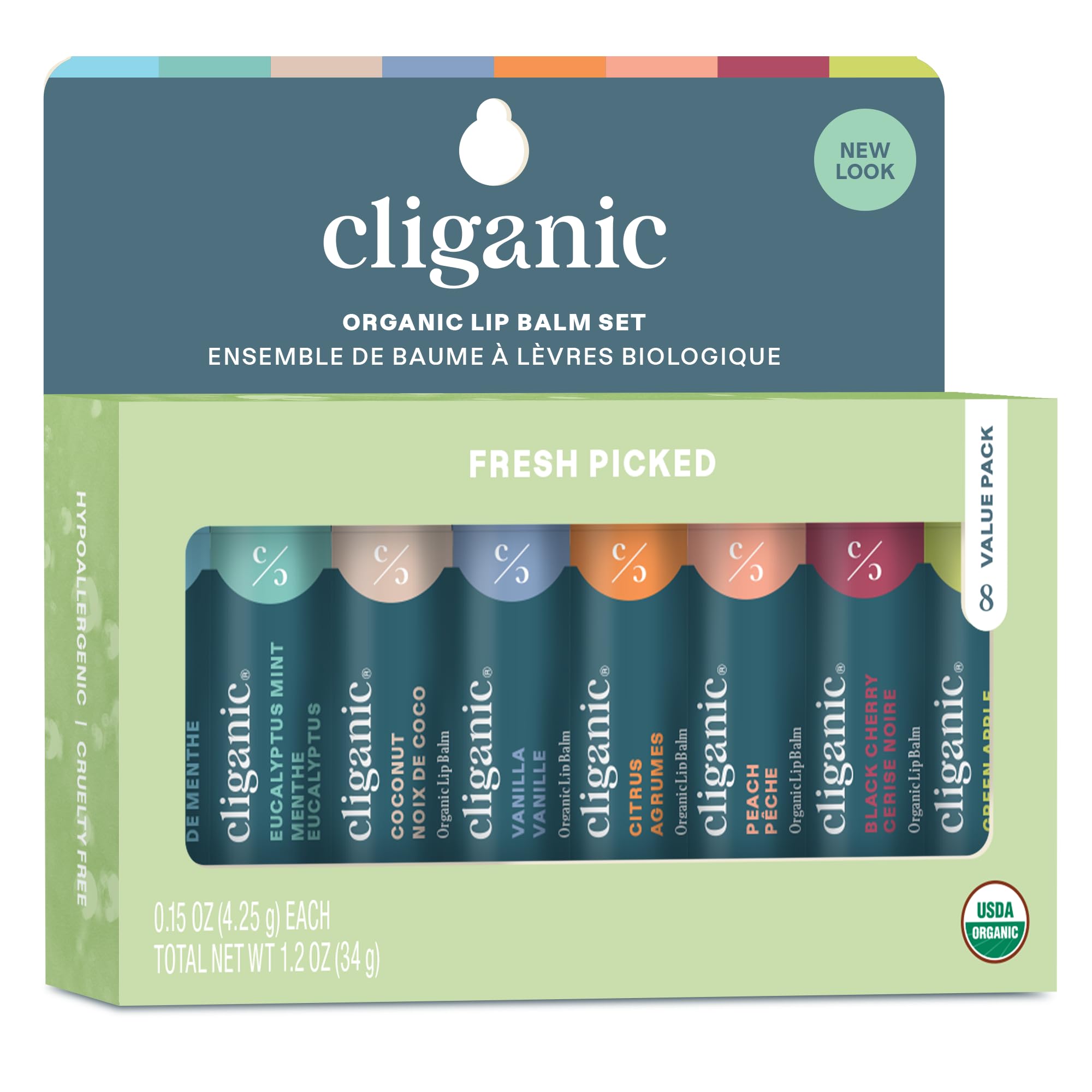 Cliganic Organic Lip Balm Set (Fresh Picked 8 Flavors)