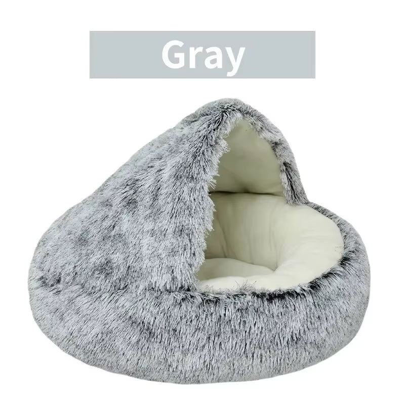 Cesto per gatti rotondo 2 in 1 Invernale Peluche Letto per gatti Cuscino per gatti Cuccia per gatti Caldo Sacco a pelo per animali domestici Nido per gattini Cuccia per cani di piccola taglia Gatti