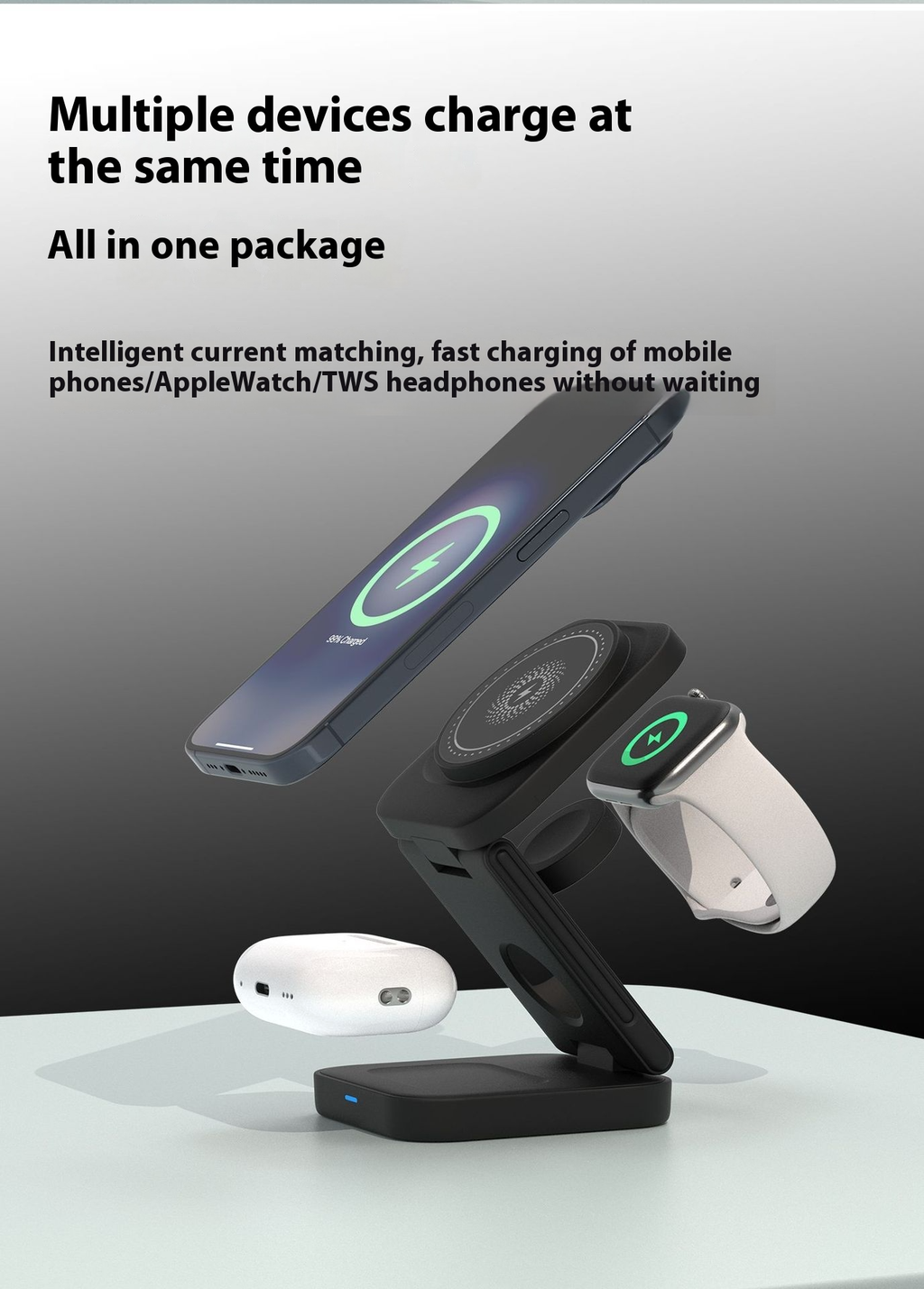 CARICATORE WIRELESS PIEGHEVOLE 3 IN 1