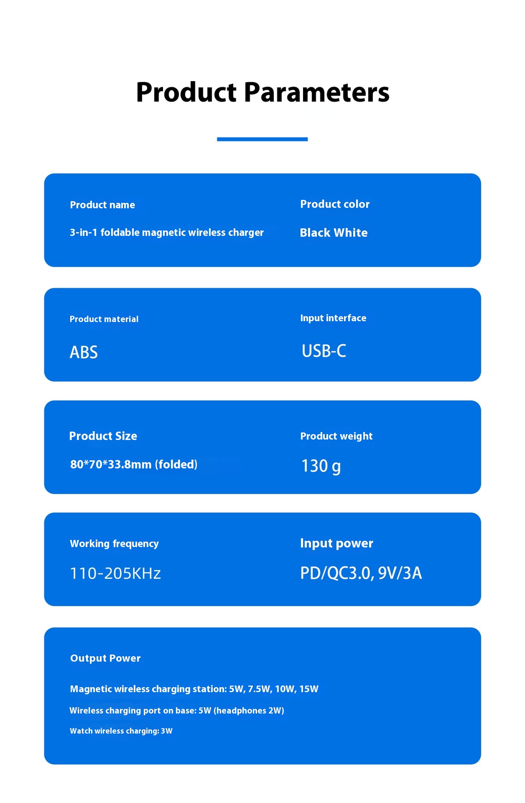 CARICATORE WIRELESS PIEGHEVOLE 3 IN 1