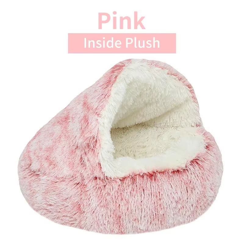 Cesto per gatti rotondo 2 in 1 Invernale Peluche Letto per gatti Cuscino per gatti Cuccia per gatti Caldo Sacco a pelo per animali domestici Nido per gattini Cuccia per cani di piccola taglia Gatti