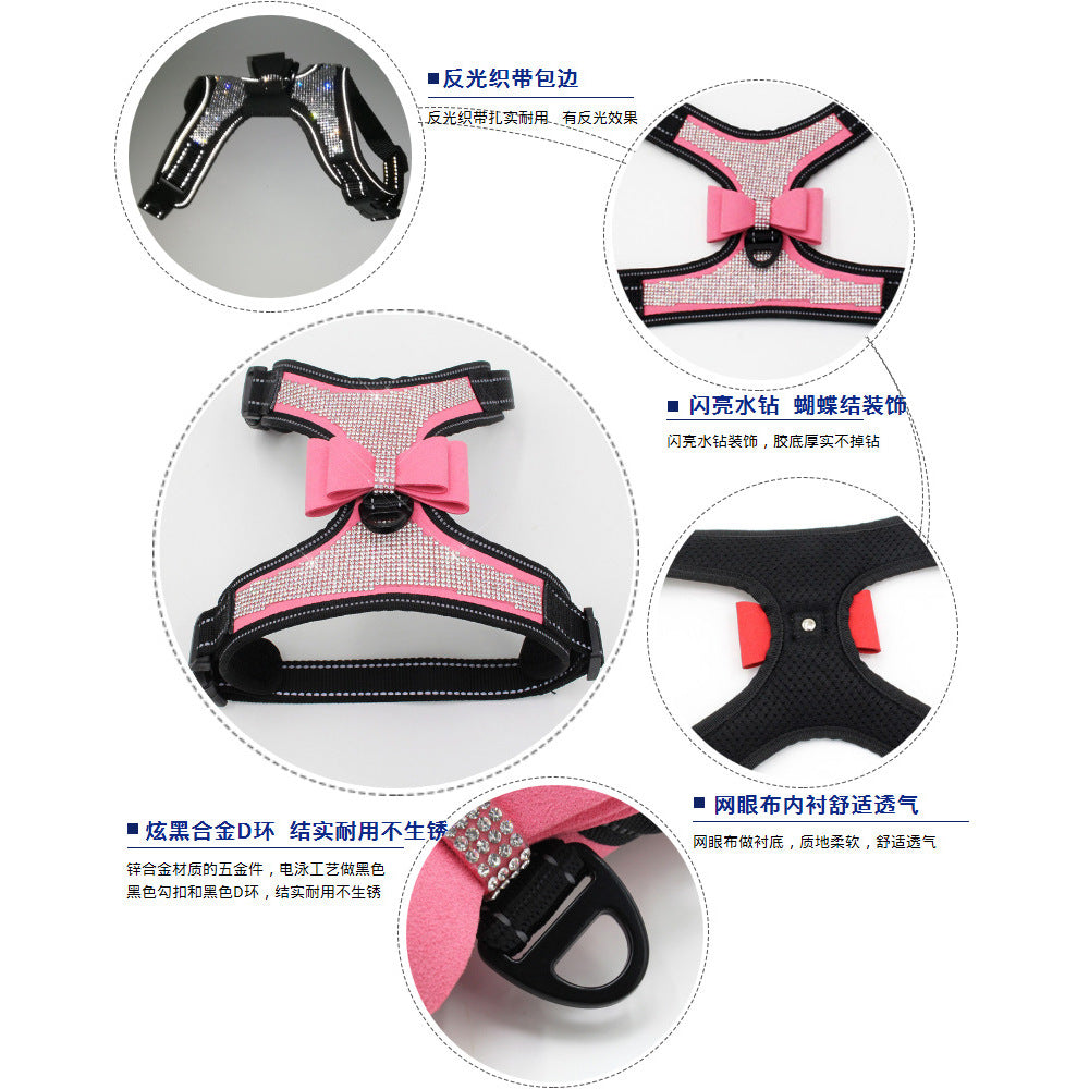 Reflective Rhinestones Pet Harness
