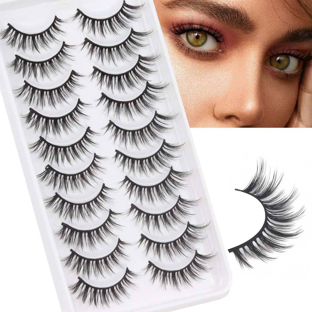 Veleasha 10 pair Natural Lashes Wispy Eyelashes