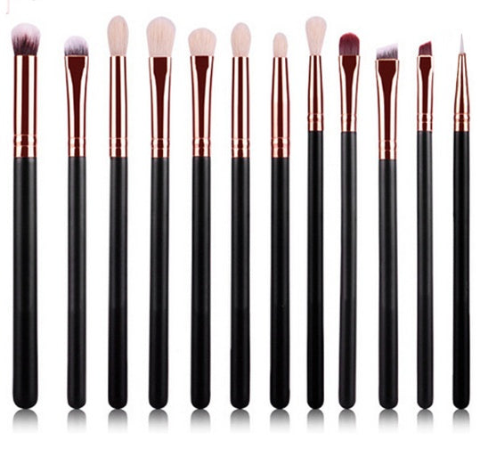 Set di 12 pennelli make-up oro rosa nero