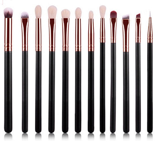 Set di 12 pennelli make-up oro rosa nero
