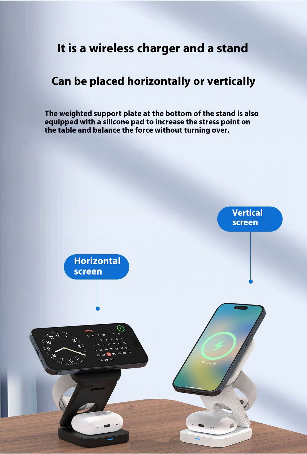 CARICATORE WIRELESS PIEGHEVOLE 3 IN 1