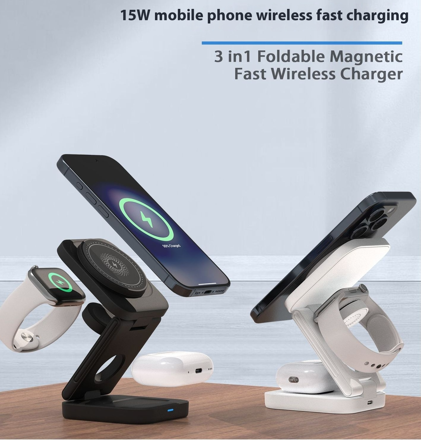 CARICATORE WIRELESS PIEGHEVOLE 3 IN 1